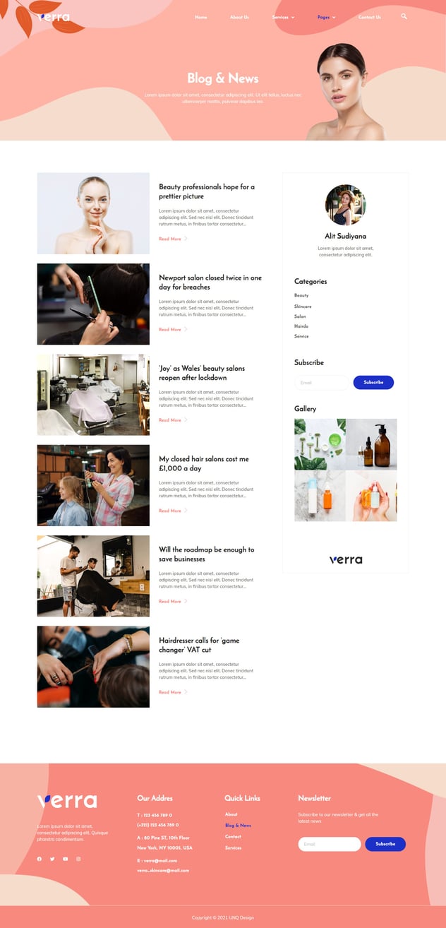 Verra Skincare & Dermatology Elementor Template Kit, WP Template Kits